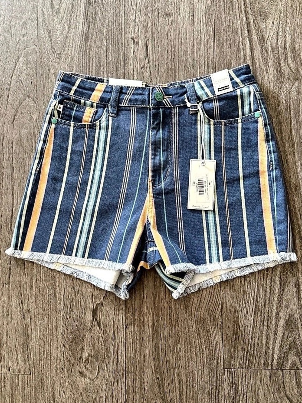 Judy Blue High Waist Striped Jean Shorts NWT